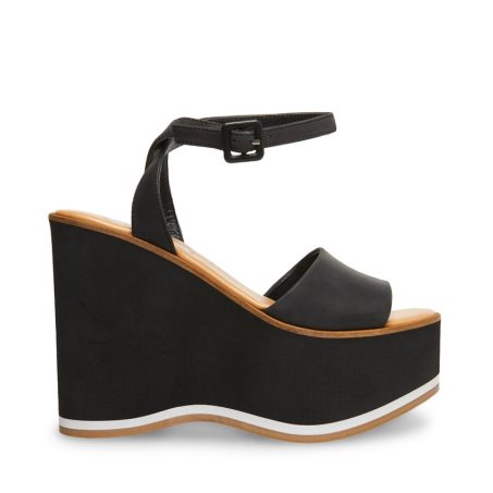 Zapatos Cuña Steve Madden Milan Cuero Mujer Negras | ES LI9S0E